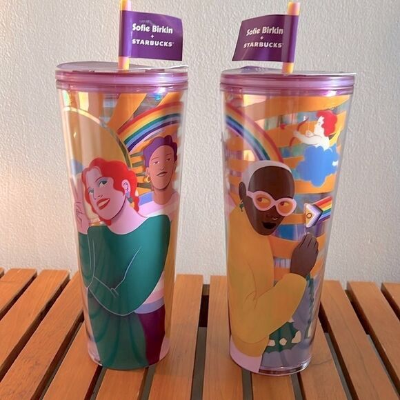 Sophie Berkin for Starbucks Pride 24 oz collectible tumbler with straw - Picture 3 of 7